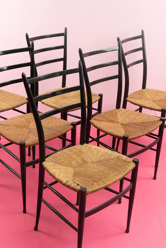 Set van 6 vintage stoelen