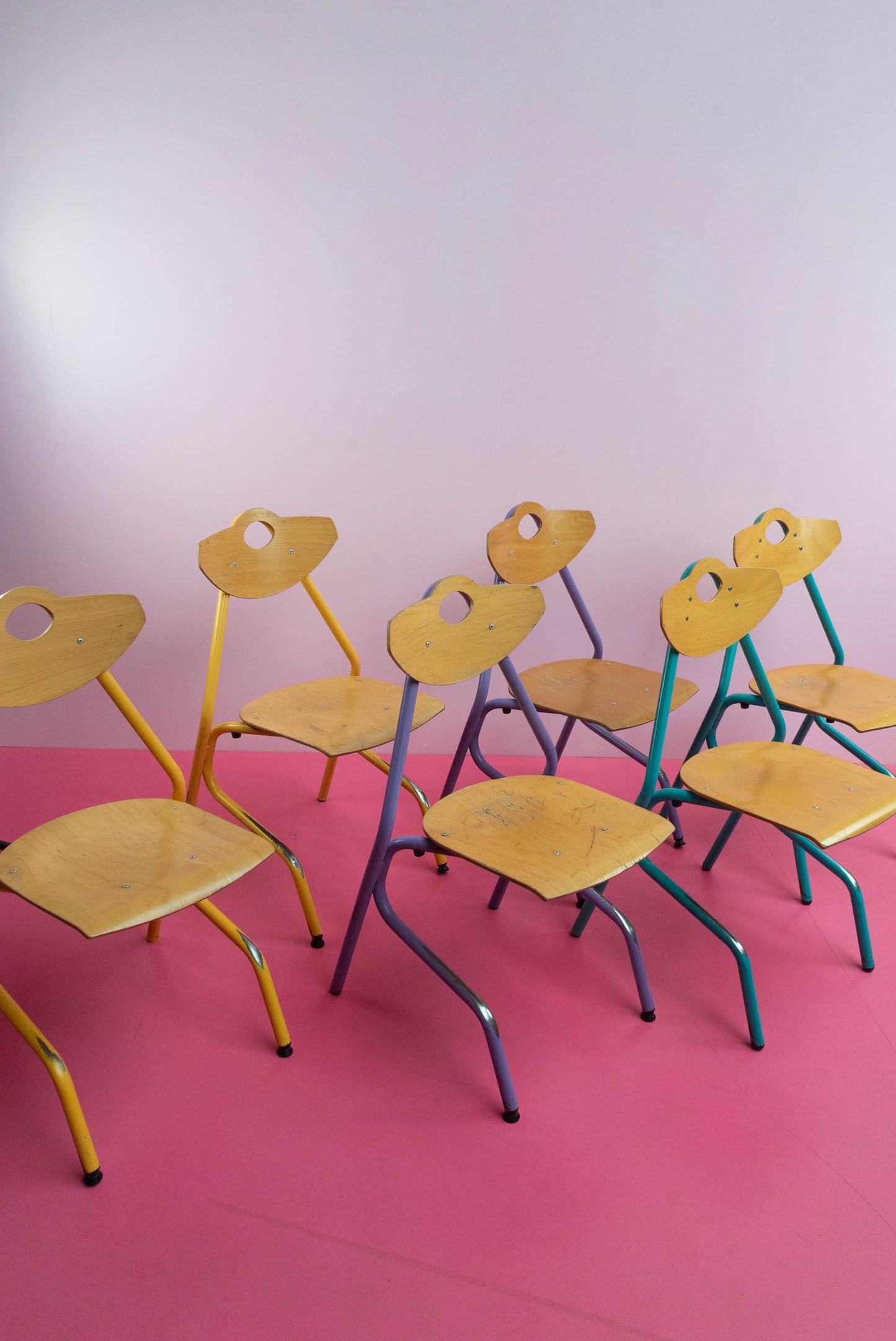 Set van 6 vintage stoelen gekleurd 'BRM'
